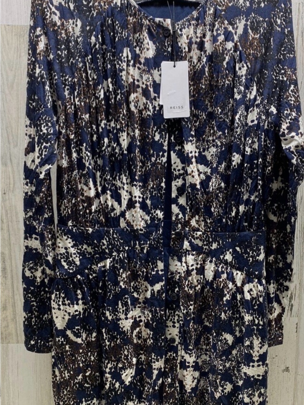 Reiss NWT Antonia printed Jersey Dress. Size 4. Black cream, browns - Picture 9 of 10